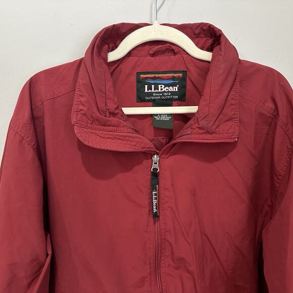 Vintage LL Bean Jacket Mens Medium Red Rain Windbreaker Full Zip Nylon Fishing - Picture 2 of 9